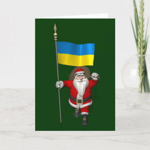 Cartes Pour Fêtes Annuelles Le Père Noël Avec L'Entrée De L'Ukraine