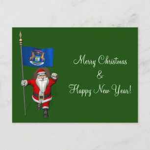 Cartes Pour Fêtes Annuelles Le Père Noël Avec L'Entrée Du Michigan