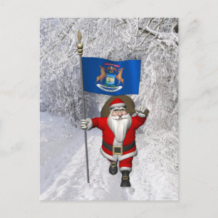 Cartes Pour Fêtes Annuelles Le Père Noël Avec L'Entrée Du Michigan