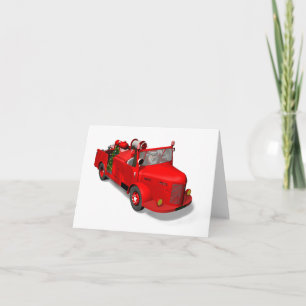 Cartes Pour Fêtes Annuelles Le Père Noël Conduit Un Camion D'Incendie