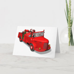 Cartes Pour Fêtes Annuelles Le Père Noël Conduit Un Camion-Feu