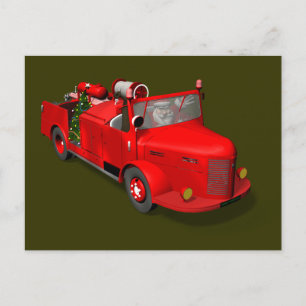 Cartes Pour Fêtes Annuelles Le Père Noël Conduit Un Camion-Feu