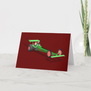 Cartes Pour Fêtes Annuelles Le Père Noël Conduit Un Dragster