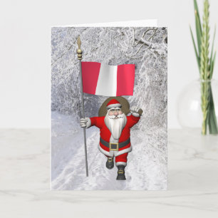 Cartes Pour Fêtes Annuelles Le Père Noël Drapeau Du Pérou