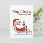 Cartes Pour Fêtes Annuelles Le Père Noël en sleigh (Debout devant)