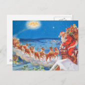Cartes Pour Fêtes Annuelles Le père noël et son renne puissant (Devant / Derrière)