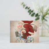 Cartes Pour Fêtes Annuelles Le Père Noël fait du vélo (Debout devant)
