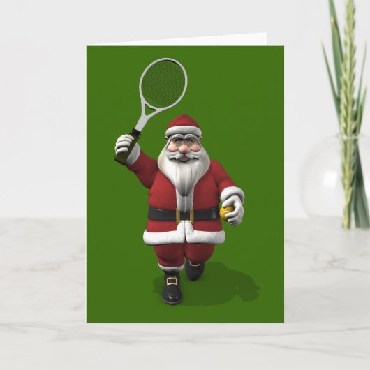 Cartes Pour Fêtes Annuelles Le Père Noël Jouant Au Tennis (Devant)
