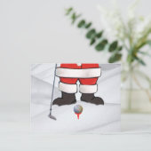 Cartes Pour Fêtes Annuelles Le Père Noël joue au golf dans la neige (Debout devant)