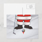 Cartes Pour Fêtes Annuelles Le Père Noël joue au golf dans la neige (Devant / Derrière)