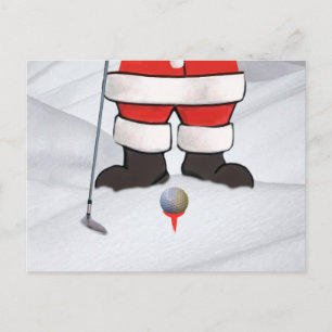 Cartes Pour Fêtes Annuelles Le Père Noël joue au golf dans la neige