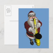 Cartes Pour Fêtes Annuelles Le Père Noël joue du saxophone (Devant / Derrière)