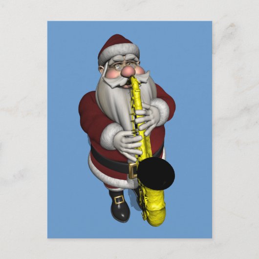 Cartes Pour Fêtes Annuelles Le Père Noël joue du saxophone (Devant)