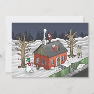 Cartes Pour Fêtes Annuelles Le Père Noël livre des cadeaux la veille de Noël