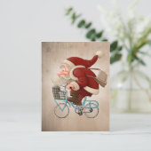Cartes Pour Fêtes Annuelles Le père noël monte la bicyclette (Debout devant)