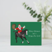 Cartes Pour Fêtes Annuelles Le Père Noël Monte Un Cheval Noir (Debout devant)