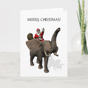 Cartes Pour Fêtes Annuelles Le Père Noël Monte Un Éléphant