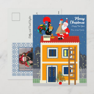 Cartes Pour Fêtes Annuelles Le Père Noël rencontre le Coq portugais