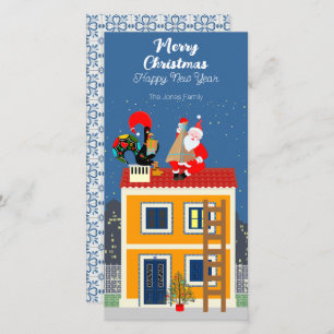 Cartes Pour Fêtes Annuelles Le Père Noël rencontre le Coq portugais