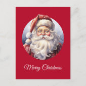 Cartes Pour Fêtes Annuelles Le Père Noël rétro dans un Noël Casquette rouge (Devant)