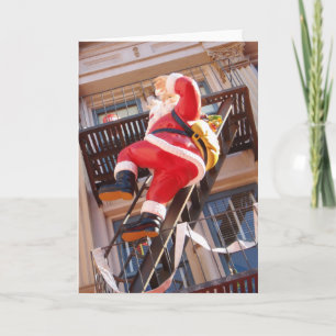 Cartes Pour Fêtes Annuelles Le Père Noël sur la fuite des incendies