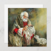 Cartes Pour Fêtes Annuelles Le Père Noël tient le bébé Jésus (Devant / Derrière)