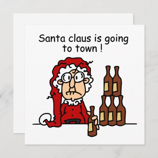 Cartes Pour Fêtes Annuelles Le Père Noël va en ville (Devant / Derrière)