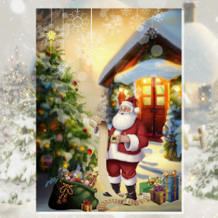 Cartes Pour Fêtes Annuelles Le Père Noël Vérifie Sa Liste des Bons Garçons et
