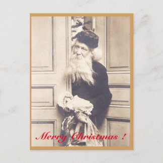 Cartes Pour Fêtes Annuelles Le Père Noël vintage entre avec des présents.