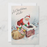 Cartes Pour Fêtes Annuelles Le Père Noël vintage livre des cadeaux de Noël Hol<br><div class="desc">Vintage Père Noël délivrant des cadeaux de Noël Carte de vacances.</div>