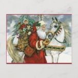Cartes Pour Fêtes Annuelles Le Père Noël vintage Nourrit Son Cheval Blanc<br><div class="desc">Le Père Noël vintage nourrit son illustration de cheval blanc.</div>