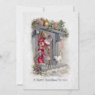 Cartes Pour Fêtes Annuelles Le Père Noël Vintage souriant au coeur avec ses pr