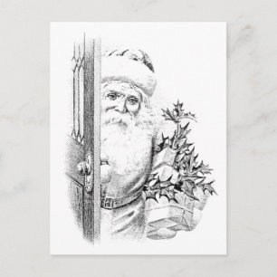 Cartes Pour Fêtes Annuelles Le père noël vintage vient par la porte !