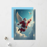 Cartes Pour Fêtes Annuelles Le Père Noël volant<br><div class="desc">White Wings Santa Claus vole à travers la carte Air Holiday</div>