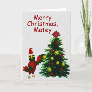 Cartes Pour Fêtes Annuelles Le perroquet décorant un sapin de Noël