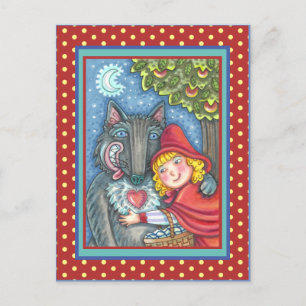 CARTES POUR FÊTES ANNUELLES LE PETIT CHAPERON ROUGE, LES LOUPS ONT AUSSI BESOI