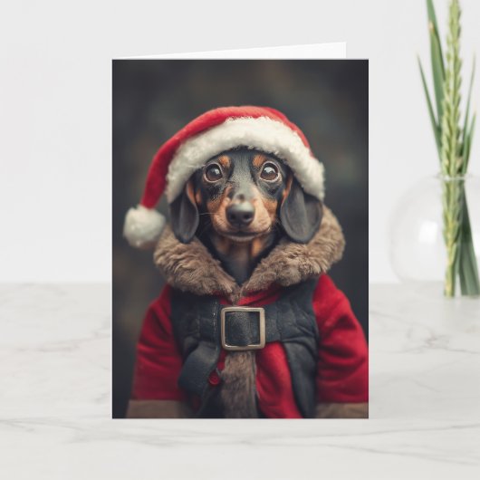 Cartes Pour Fêtes Annuelles Le Petit Chien assistant du Père Noël (Devant)