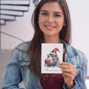 Cartes Pour Fêtes Annuelles Le Petit Hippopotame du Père Noël, sur mesure