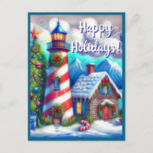 Cartes Pour Fêtes Annuelles Le phare de Noël Montagne côtière marine