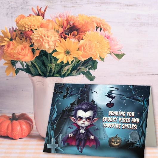 Cartes Pour Fêtes Annuelles Le plaisir d'Halloween d'un vampire