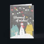 Cartes Pour Fêtes Annuelles Le plus chaud des voeux | Vintage Snowman<br><div class="desc">Changez le texte intérieur pour customiser cette adorable carte de Noël à votre goût, ou laissez les sentiments doux comme ils sont. L'intérieur de la carte est également décoré avec des ornements suspendus et un joli petit oiseau. En dehors d'un mignon bonhomme de neige souhaite à vos amis et à...</div>