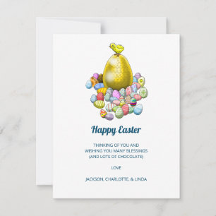 Cartes Pour Fêtes Annuelles Le poussin de Pâques et l'œuf de Pâques en or