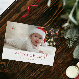Cartes Pour Fêtes Annuelles Le Premier Noël de Bébé Une Photo