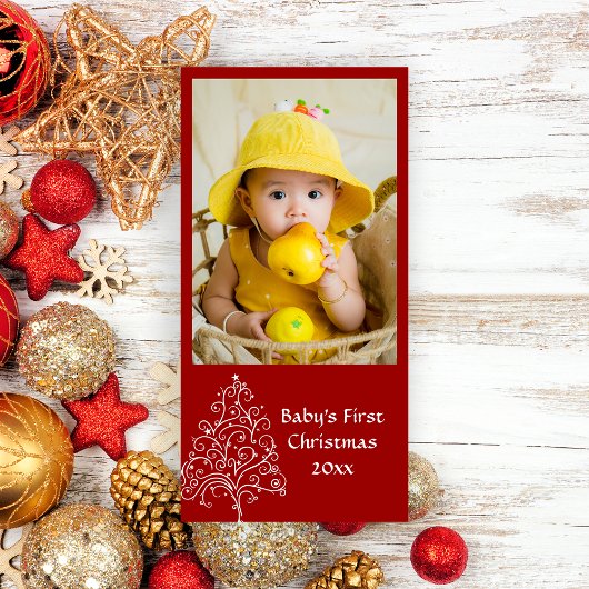 Cartes Pour Fêtes Annuelles Le premier rouge de Noël du bébé