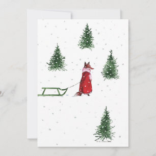 Cartes Pour Fêtes Annuelles Le renard se balançant dans la neige, illustration