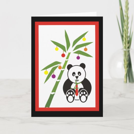 Cartes Pour Fêtes Annuelles Le repas de Noël de Panda ! (Devant)
