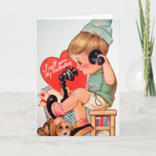 Cartes Pour Fêtes Annuelles Le rétro garçon vintage de Valentine ajoutent la
