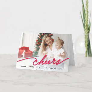 Cartes Pour Fêtes Annuelles Le rouge simple encourage la photo moderne de