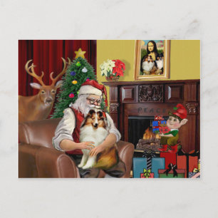 Cartes Pour Fêtes Annuelles Le Sheltie du Père Noël (sw)