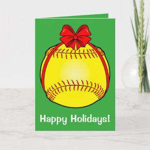 Cartes Pour Fêtes Annuelles Le softball avec cabot à Noël